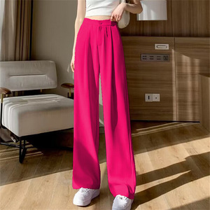 Pantaloni Casual da donna per pendolari abito a vita alta drappeggiato con stile <span class=keywords><strong>Cargo</strong></span> dritti larghi di colore nero - Product Image 4