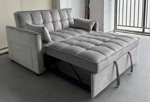 <span class=keywords><strong>Sofá</strong></span> <span class=keywords><strong>cama</strong></span> de tela de terciopelo o lino, asiento doble con patas de madera maciza - Product Image 6