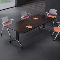 Table de conférence rectangulaire moderne en bois massif, design écologique, pieds réglables en acier, pliable, mobilier de bureau multifonctionnel