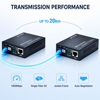 Convertidor de Medios de Fibra Gigabit ZTRS 10/100/1000M, 1 Puerto RJ45 a 1000BASE-LX SC, Convertidor de Ethernet a Fibra Óptica para Cámara IP
