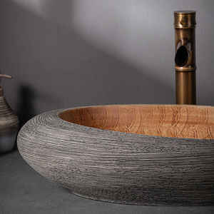 Lavabo de table ovale domestique en céramique Jingdezhen vintage moderne <span class=keywords><strong>avec</strong></span> égouttoir pour application dans la salle de bain - Product Image 4