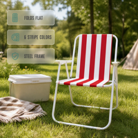 Chaise de camping pliante d'extérieur style sling, en tissu Oxford 600D rayé, légère (1,56 kg), pliable et portable, pour la plage, le balcon, la pelouse