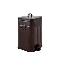 Poubelle à pédale carrée classique en fer avec seau intérieur amovible robuste, capacité de 3L à 30L pour une utilisation à la maison et en intérieur/extérieur