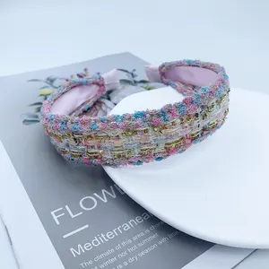 New Arrival Simple Knitted Wide Edge Headband Colorful Tweed Knit Fabrics Fashionable Winter Knot Women Hair Hoop