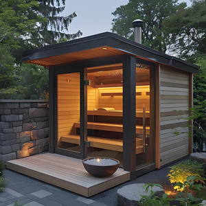 <span class=keywords><strong>Sauna</strong></span> à vapeur humide moderne en <span class=keywords><strong>bois</strong></span> massif pour 6 personnes avec bain froid intégré pour villas, vente en gros - Product Image 2