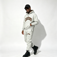Survêtements personnalisés pour hommes Y2K avec patchs lettres léopard, sweats à capuche et sweat-shirts doublés léopard pour hommes, pantalons de survêtement à ourlet fendu, ensemble streetwear