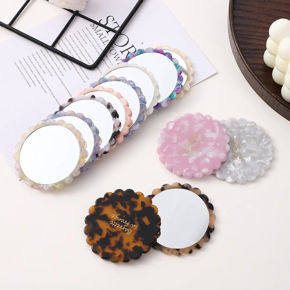 SAIYII New Thickened Flower Round Shape Acetate Makeup Mirror For Woman