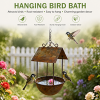 Bain d'oiseaux suspendu vintage Oniya en métal pour jardin extérieur, abreuvoir décoratif pour oiseaux, bol pour bain d'oiseaux de cour