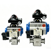 Vanne à boisseau sphérique pneumatique à plateforme haute en acier inoxydable 304/316L, trois pièces, raccord à collier, taille de port 1/2-4 pouces, personnalisable ODM/OEM