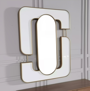 <span class=keywords><strong>Miroir</strong></span> mural géométrique superposé en gros, <span class=keywords><strong>miroir</strong></span> décoratif moderne encadré or pour la décoration intérieure - Product Image 2