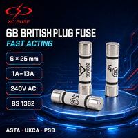 Fusible XC FUSE à prise britannique, cartouche en céramique, action rapide, à passage traversant, 6B BS1362, céramique, 1A-13A, AC 240V, ASTA UKCA PSB