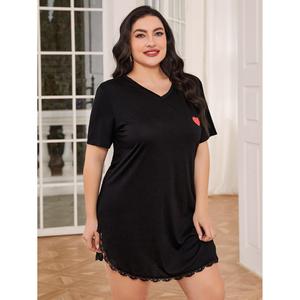 <span class=keywords><strong>Chemise</strong></span> <span class=keywords><strong>de</strong></span> <span class=keywords><strong>nuit</strong></span> ample et décontractée en mélange <span class=keywords><strong>de</strong></span> rayonne pour femmes rondes, idéale pour la maison, printemps-été - Product Image 3
