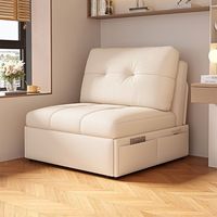 Modernes Modulares Einzelklappsofa Stoffbezug Creme Windnetz Rot Ausziehbar Balkon Doppelfunktion Kleine Wohnung Wohnzimmer