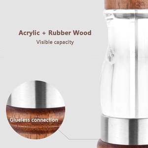 Moulins à sel et à poivre manuels en bois Réglable Cuisine Barbecue Dispositifs de broyage d'épices Différents niveaux de finesse - Product Image 4