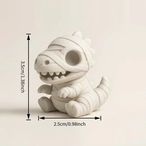 Set di 4 Statuette Minimaliste Art Déco Stampate in 3D Bianche: Mummia, Zucca, Fantasma, Grim Reaper - Decorazioni da Scrivania per Halloween e Anniversari - Product Image 4