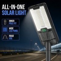 Lampadaire solaire avec batterie LiFePO4 intégrée, panneau solaire mono IP66, capteur PIR, télécommande pour route de village, garantie 5 ans