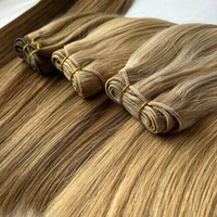 Extensions de cheveux raides blonds bruns, mèches douces avec cordon doré pour le coiffage de la garde-robe