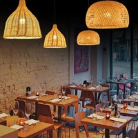 Lampe suspendue rustique en rotin tressé fait main, luminaire en bambou naturel pour îlot de cuisine, salle à manger, décoration murale de ferme ou maison