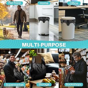 Huamaohengchun35PACK Sacs poubelle de 4 gallons avec poignée, sacs poubelle en plastique noir grande capacité pour le rangement à domicile - Product Image 4