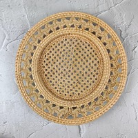 Assiettes de présentation bohèmes en rotin, écologiques, peintes à la main, décoratives, plusieurs couleurs, pour la décoration de table