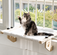 Hamac de fenêtre pour chat, perchoir surélevé en bois de qualité supérieure, siège moelleux en peluche, mobilier d'intérieur de luxe, solide, écologique et durable