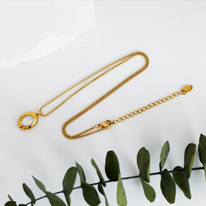 Venta al por mayor de moda 18K PVD chapado en oro libre de acero inoxidable collar con colgante ovalado - Product Image 4