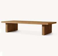 Table basse rectangulaire en chêne RH - Meuble de salon minimaliste en bois massif, durable et mobile