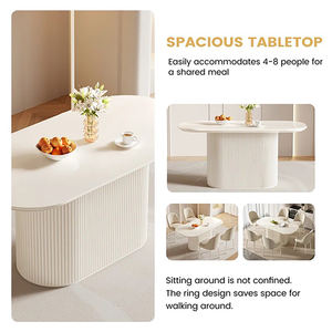 לבן מלבני עמוד בסיס אלילי מלבני שולחן חדר אוכל - Product Image 4