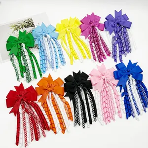 School kids hair accessories Multi Colors Girls Korker Ribbon Hair Bows with clip