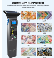 Kiosque de paiement de stationnement automobile alimenté par l'énergie solaire avec accepteur de monnaie et pièces, panneau solaire intégré