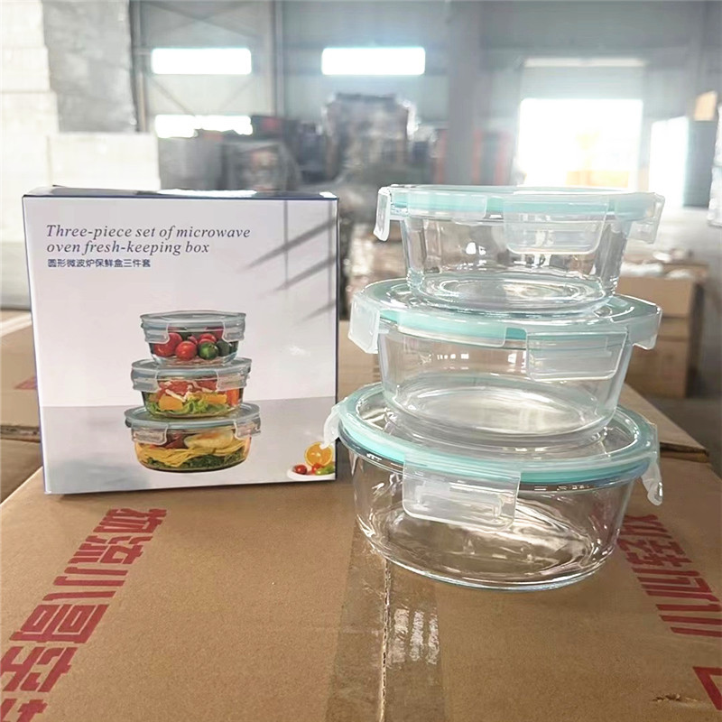 Round fresh-keeping bowl three-piece set 12 sets/box