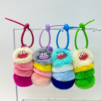 Porte-clés peluche chenille direct usine, plusieurs couleurs, personnalisable, dessin animé, animal en peluche doux, avec clochette, breloque de sac Kawaii
