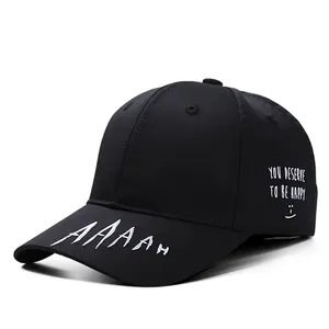 factory price custom made men's twill cotton material adjustable strapback curved peak baseball cap hat brim embroidery