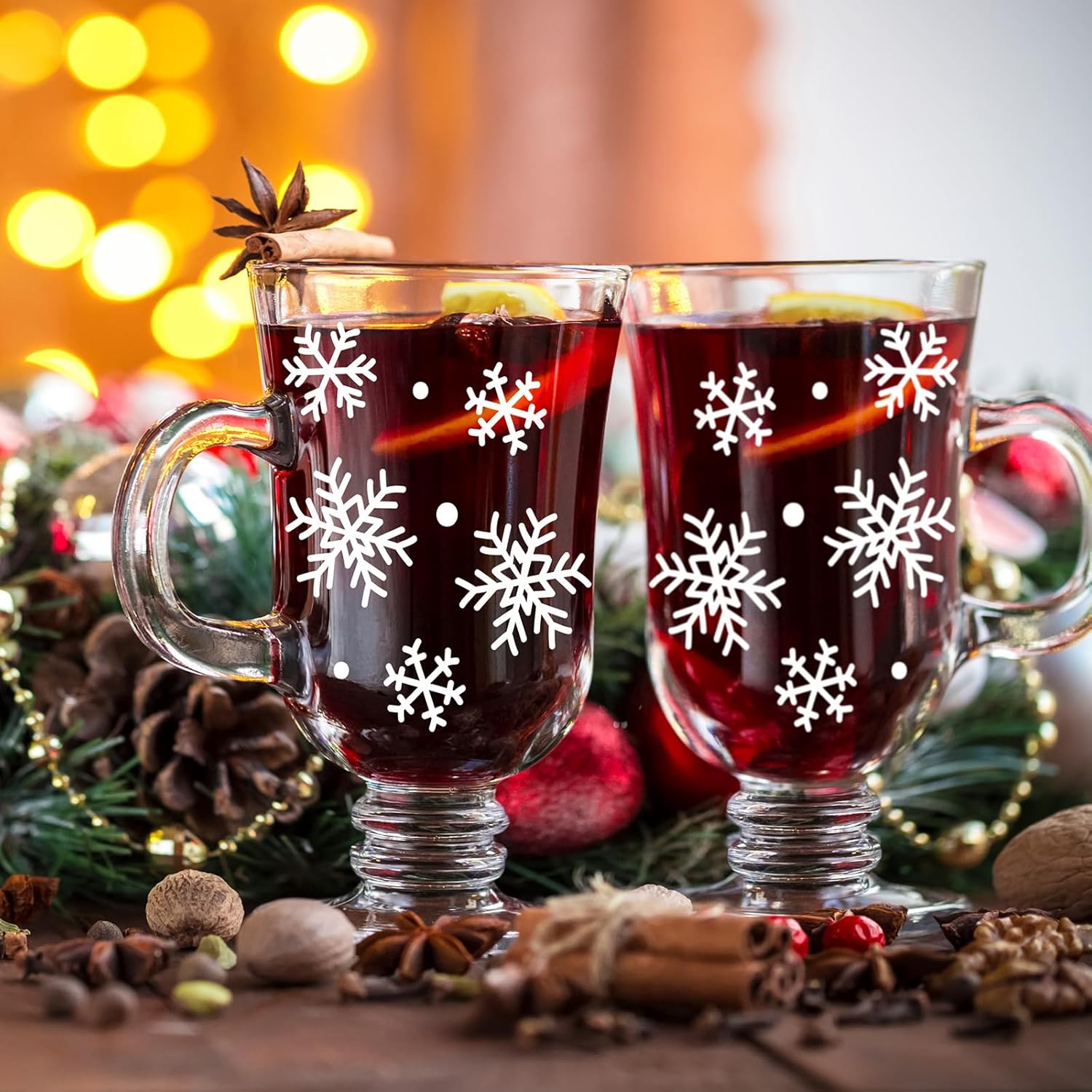 Wholesale Sale 6 Pcs 8 Oz Snowflake Round Reusable Christmas Glass Coffee  Goblet Mugs Cup With Handle for Festival Party Gift| Alibaba.com