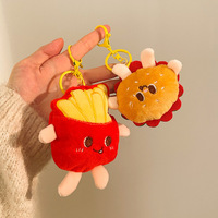 Pendentif en peluche créatif et mignon en forme de frites, burger, toast, pour décoration de sac, porte-clés, petit cadeau