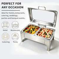 Chauffe-Plat Buffet en Acier Inoxydable 9L/13L, Plateau Chauffant pour Petit-Déjeuner d'Hôtel, Réchaud à Alcool et Électrique, Vaisselle de Luxe pour Banquets