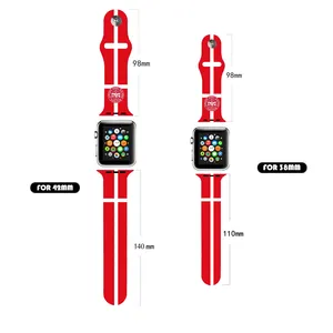 Karet silikon 42mm pola cangkir Dunia tali jam tangan pintar Apple tali pengganti untuk Apple iWatch series 7 6 5