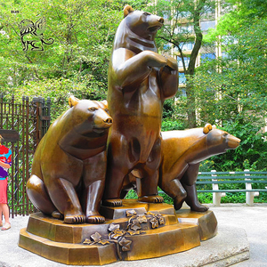 Moldes de Estatuas de Animales de Metal Grandes para Proyectos de Zoológicos, Estatuas de Tres Osos de <span class=keywords><strong>Bronce</strong></span> de Tamaño Real para Jardín Exterior - Product Image 1