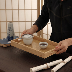 Bamboo Rectangular <b>Tray</b> <b>Tea</b> <b>Tray</b> Household Wooden Teacup Holder Fruit Plate Solid Color Hotel Coffee <b>Tea</b> Serving <b>Trays</b> - Product Image 2