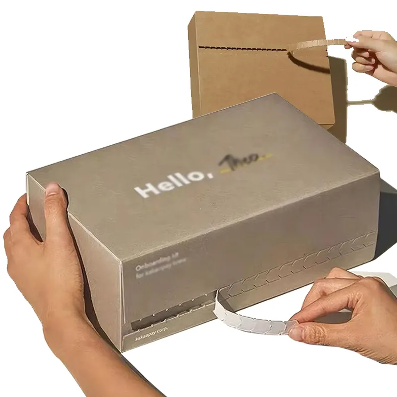 Großhandel benutzer definierte Druck Logo Wellpappe Reiß verschluss Verpackung Geschenk box Abreißen Streifen Karton Versand kartons