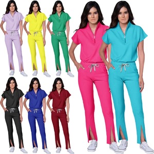 Women's Quick Dry Scrub Set Short Sleeve Split Pants Uniforms For Medical Dental Veterinary Use - Product Image 1