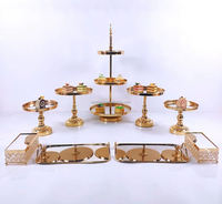 Suministros para Bodas al por Mayor, Mesa para Pasteles y Postres Dorada y Plateada, Soporte Metálico para Pastel de Boda con Cristales