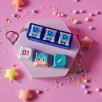 Porte-clés mécanique à 4 touches avec logo personnalisé, impression UV, clavier LED lumineux, outil de décompression en acrylique motif dessin animé