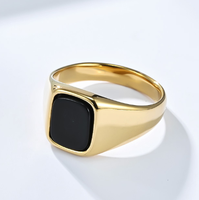 Designs de mode américain à la mode anneau en acier inoxydable 316L or 18 carats dominateur carré oeil de tigre pierre poli hommes bijoux anneau