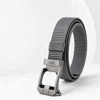 Ceinture tactique en nylon réglable avec logo personnalisé, boucle à cliquet sans trou, pour hommes, travail en extérieur