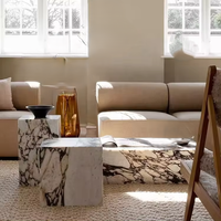 Meubles en pierre du futur Table basse Plinthe basse Marbre Salon Luxe Naturel Personnalisé Calacatta Viola Table basse d'appoint
