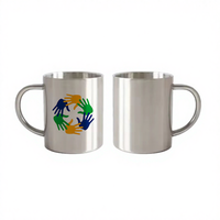 Mug à café en acier inoxydable à sublimation avec motif de dessin animé, capacité de 301 à 400 ml, écologique et emballage individuel