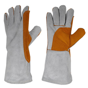 Welding <b>Gloves</b> Double Layer Cowhide Reinforced Palm Heat Resistant For Welding Industry - Product Image 1