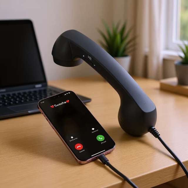 TYPE-C /3.5mm Port Retro Mobile Phone Receiver Telephone Handset Adjustable Volume Radiation Protection