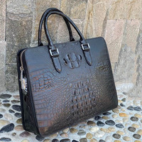 Nouvelle mallette en cuir de crocodile pour hommes 100% sac à main en cuir véritable avec verrouillage par mot de passe et fermeture à glissière pour le travail de bureau